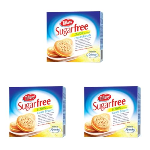 Image of Tiffany Sugar Free Lemon Cream Sandwich Biscuits,162g | Healthy Snacks for Diebetic | Sweetened With Splenda (Pack of 3)