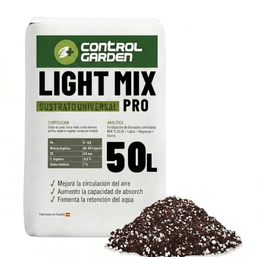 Control Garden Sustrato Ligth Mix 50L | Fertilizante Plantas y Cultivos | Aireación Sustrato | Más Absorción de Agua | Liberación Controlada