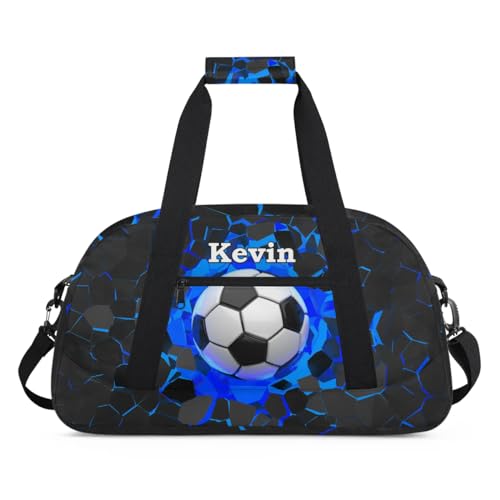 Personalized Kids Sports Duffel Bag with Name Custom Weekender Overnight Bag for Boys Girls Gym Bag Travel Dance Gymnastics Duffel Bag, Cool Soccer Sports