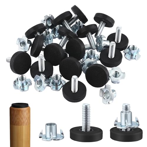 BOULESENM Pies de nivelación M6, 16 patas niveladoras de altura regulable, tornillos regulables, patas de rosca, tornillos de ajuste, patas de ajuste con tuerca de impacto para patas de mesa, patas de