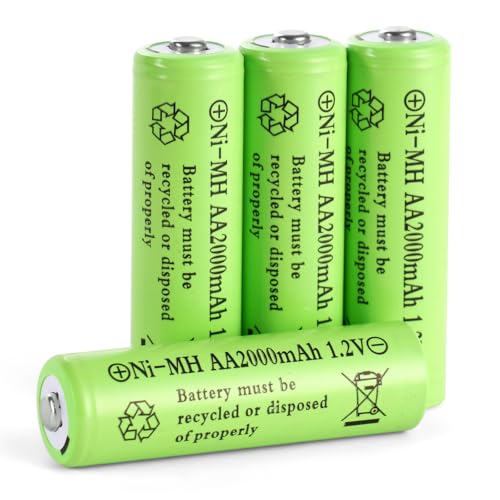 AXFEE Pilas Recargables AA, Pilas AA Recargables de Alta Capacidad, Recargables, Paquete de 4, 1.2V 2000mAh Pilas AA Recargables de Litio de 1,5 V más de 1500 ciclos