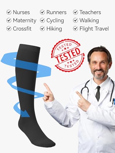 Image of 3 Pairs Women & Men's Compression Socks 15-20mmHg Support Stockings