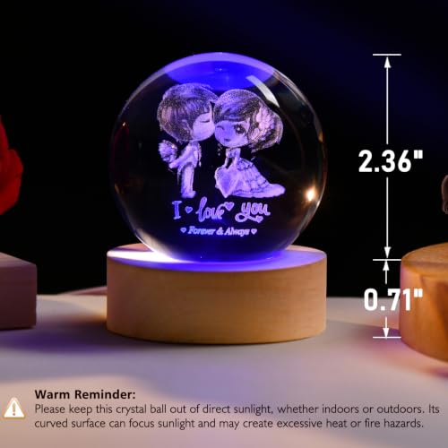 Image of IFOLAINA 3D Couple Crystal Ball Wedding Gifts for Couples Newlywed | Romantic Gifts for Girlfriends Her 2.36 inch Engraved Glass Couple Sphere Gifts