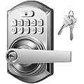 TEEHO TE004 Keyless Entry Keypad Door Lock with Handle - Smart Digital Electronic Lock for Interior Door with Anti-Peeping, Auto Lock & Passage Mode - Easy Installation - Satin Nickel