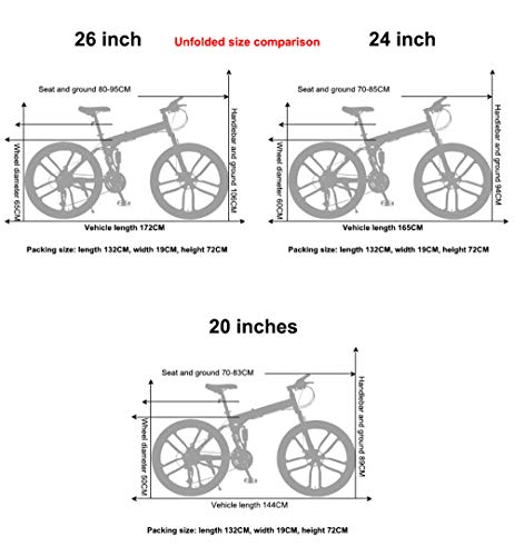 JHKGY Folding Mountain Bike,High Carbon Steel Double Frame Mountain Bike,Full Suspension MTB Bikes,Mountain Bike for Adult Men and Women - Image 7
