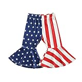 Bonangber Toddler Little Baby Girl Bell Bottom Pants 4th of July Outfit American Flag Flare Pants...