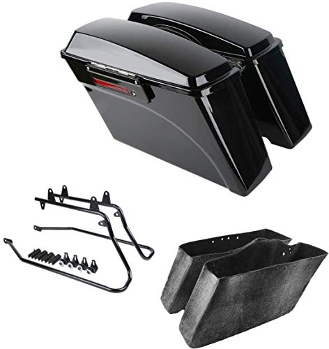 TCMT Saddlebags w Latch & Conversion Bracket Fit For Harley Softail Fatboy 1986-2013