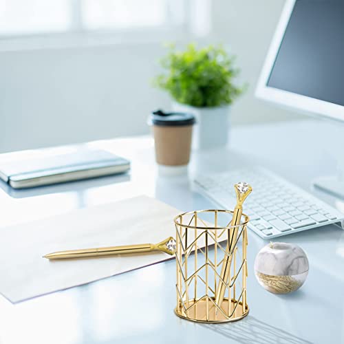 Etcbuys Diamond Gold Metal Pens - Ballpoint Pens For Bridesmaids Gifts, Gold Fancy Pens, Office Decor For Women, Pens With Diamonds On Top | Metal Crystal Pen | Black Ink 20 Diamond Pens #TOP5