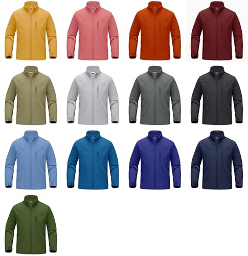 Men's Stand Collar Full Zip Up Jacket Outdoor Work Hiking Camping Fishing Warm Solid Jackets2