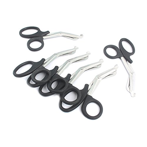 LAJA IMPORTS 6 PCS Paramedic Utility Bandage First AID Stainless Steel Trauma EMT EMS Shears Scissors 7.25' Black