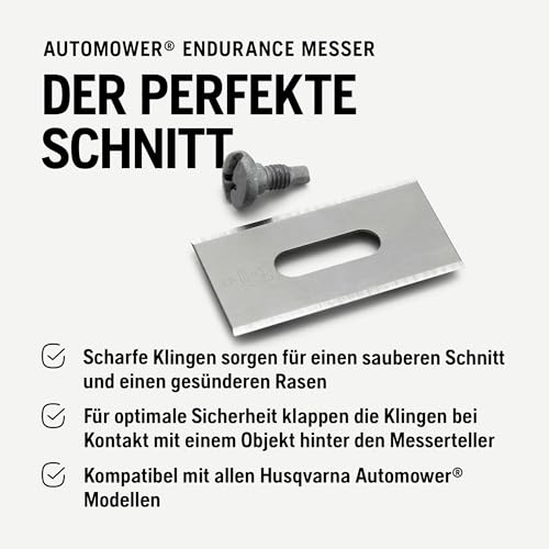 Husqvarna Automower® Endurance Messer – 6er-Pack Kohlenstoffstahl, 4-Kanten-Design für längere Lebensdauer und schärfere Schnitte