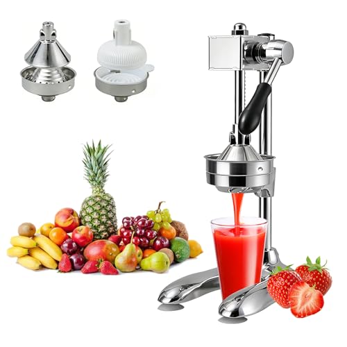 YUZINO Commercial Manual Juicer, 304 Stainless Steel Hand Press Fruit Squeezer with 2 Molds, Sturdy Lemon Squeezer Suitable for Home, Café & Bar, Easy-To-Clean