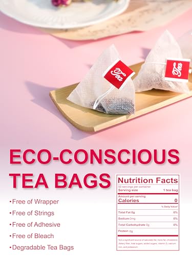 TeeLux Hibiscus Tea Bags, Natural Hibiscus Flowers Herbal Tea, Caffeine Free, Refreshing Tart Flavor, Hot & Iced Tea, 50 Count