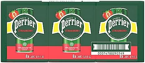 Perrier Strawberry Flavored Sparkling Water, 11.15 Fl Oz Cans (24 Count)