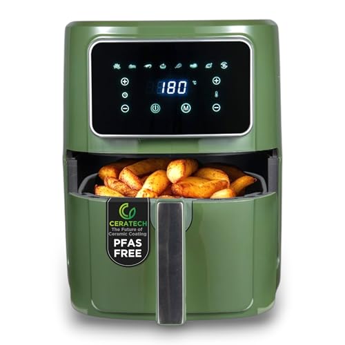 Bergner NATURALLY - Freidora de Aire 1000W 6,9L - Control Táctil LED - Temperatura Ajustable 80-200°C - Revestimiento Antiadherente