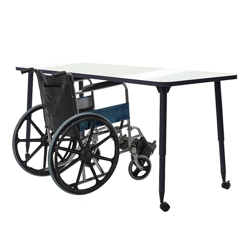 Image of Adapte Commercial Dry-Erase Classroom Activity Table - 30 inch x 72 inch Rectangle Whiteboard, ADA Compliant Tapered Legs, Glides & Casters Adjustable Height 22-34 inch Wheelchair Accessible, School Furniture