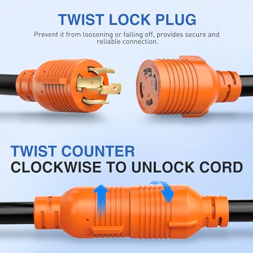 Image of Nilight 30 Amp 100FT Generator Extension Cord 125 /250V 7500 Watt Heavy Duty 10 Gauge Pure Copper STW Wire ETL Listed 4 Prong L14-30P L14-30R Cable for RV Camper Outdoor Use