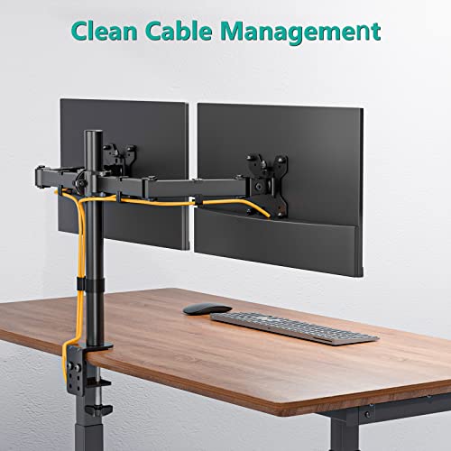 WALI Dual Monitor Stand for 13-27 inch Screens, Dual Monitor Mounts for 2 Monitors, 2 Monitor Desk Mount Holds up to 22 lbs, Height Adjustable Swivel Tilt Rotation, 75x75/100x100mm (M002), Black - Image 6