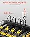 VEVOR 4-Tier Tool Organizer Cart with Charging Station, 8 AC Outlet, Floor Stand Rolling Drill Holder and Tool Battery Storage Rack on Wheels, Garage Floor Rolling Storage Cart for Workshop, Garage