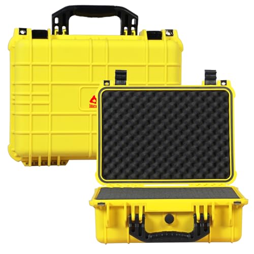 Image of Jack Boss 16x 12.8x 6.8 Inch Hard Case, Portable Weather Waterproof Protective Camera Case with Customizable Foam, Fit Use of Drones, Camera, Equipments, Yellow