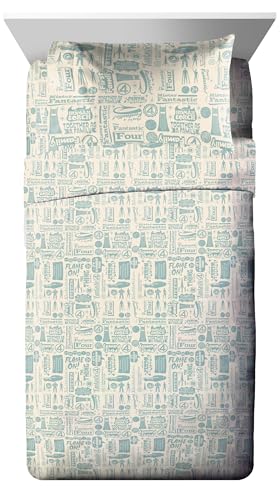 Image of Marvel Fantastic Four Twin Comforter Set 5 Piece Superhero Bedding, Blue | Bed in a Bag, Comforter Sheets Sham Pillowcase, Official Product, Soft Microfiber, Machine Washable, Easy Care, Kids Gift