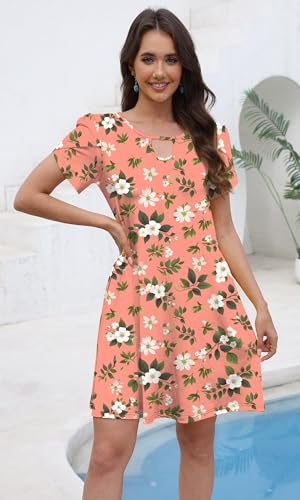Image of COSSEN Women's Summer Casual Tshirt Dress Crew Neck Short Sleeve with Pockets Flowy Loose Sundress