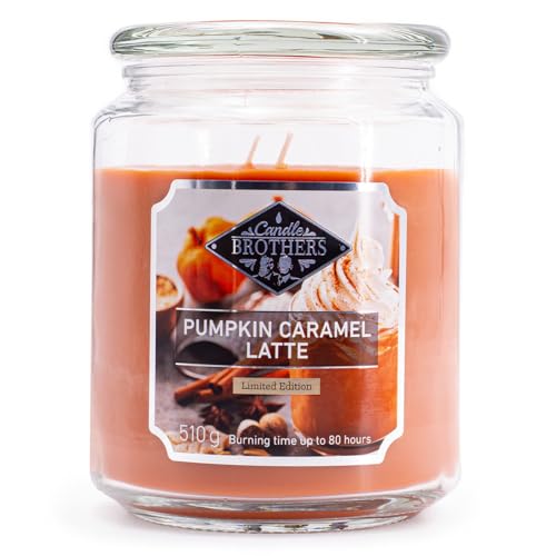 Candle-Brothers Große Duftkerze im Glas mit Deckel | Pumpkin Caramel Latte | Duftkerze Kürbis | Kerze 2 Docht | Kerze lange Brenndauer | Geschenk für Frauen Candle-Brothers Große Duftkerze im Glas mit Deckel | Pumpkin Caramel Latte | Duftkerze Kürbis | Kerze 2 Docht | Kerze lange Brenndauer | Geschenk für Frauen
