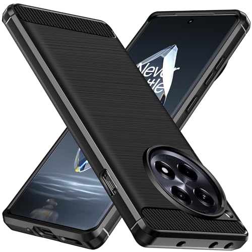 ivoler Funda para Oneplus 12R, [Protección Militar] Carcasa Protectora Antigolpes, Fina Suave TPU Silicona Caso Delgada Anti-Choques Antihuellas Bumper Case, Negro