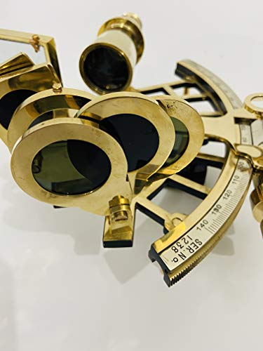Image of Malla 9 inch Brass Sextant Navigational Sextant | Real Sextant | Sextant Working | Sextant Original | Antique Marine Sextant | Vintage Functional Astrolabe Sextant Gift Nautical Decor