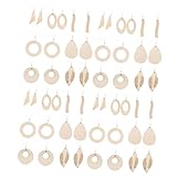 POPETPOP Pendientes de Madera Natural para DIY con Ganchos y Anillas para Manualidades de Bisutería Accesorios para Pendientes Niña y Bricolaje de Joyas