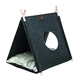 Rutschfester Boden TRIXIE kuschlige und zusammenfaltbare Höhle Elfie für Katzen aus Filz, mit Kissen, 46 × 52 × 50 cm, anthrazit - 37433