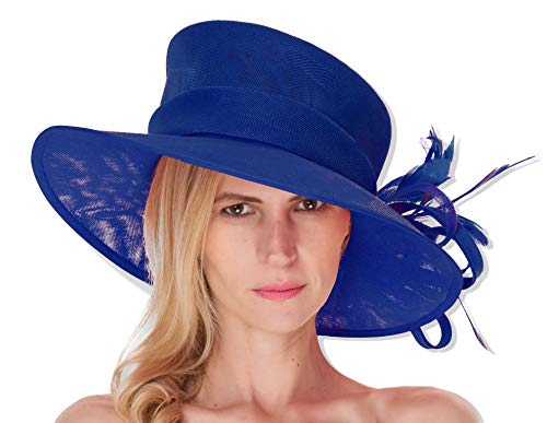 Chapeau à large bord bleu de mariage pour une allure prestigieuse