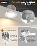 Ensenior 5/6 Inch 5CCT LED Pot Lights 6 Pack, Retrofit Recessed Led Ceiling Lighting, Baffle Trim, Dimmable, 9W=110W, 1000LM, 2700K/3000K/3500K/4000K/5000K Selectable, IC Rated - FCC (6, 6 Inch)