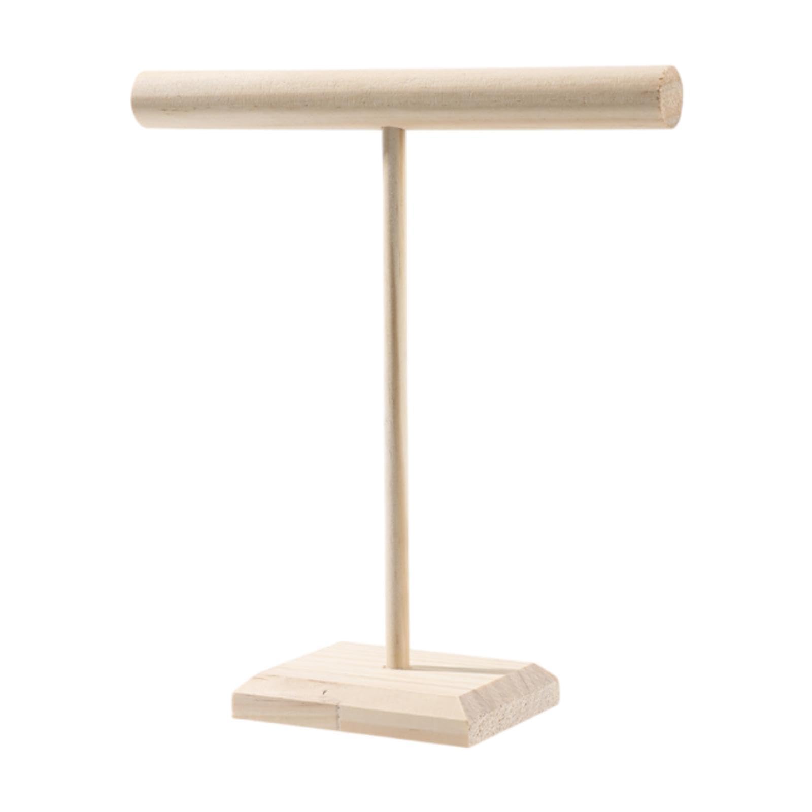 LOVIVER T Shape Bar Jewelry Display Stand Jewelry Display Stand Countertop Simple Wooden Necklace Holder for Bangles Hanging Pendants, 19.5cmx21cm