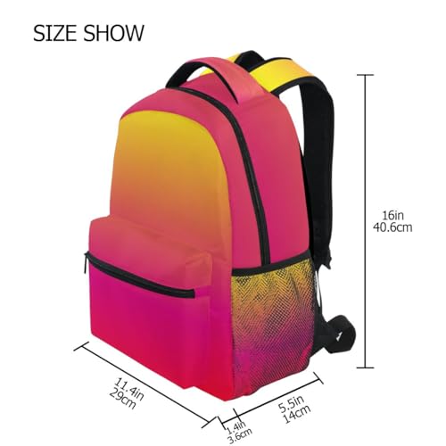 Orange Ren Gradient School Backpack, Ergonomic Comfort Fit Back Pack for School Girls, Name Tag, Stand Alone, M4