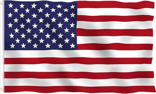American Flag 3x5 Ft, American Flags for Outside 3x5, US Flag with Bright Color, Brass Grommets & Fade Proof Polyester for Outdoor Flying & Indoor Decor- Home, Garden, Porch