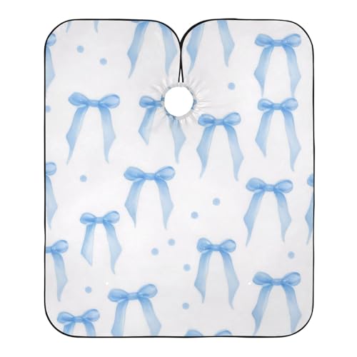 Hezely Funky Bowknots Blue Hair Dye Cape, Barber Cape for Adults,Waterproof Salon Cape,Waterproof Hairdressing Styling Hair Cutting, 65