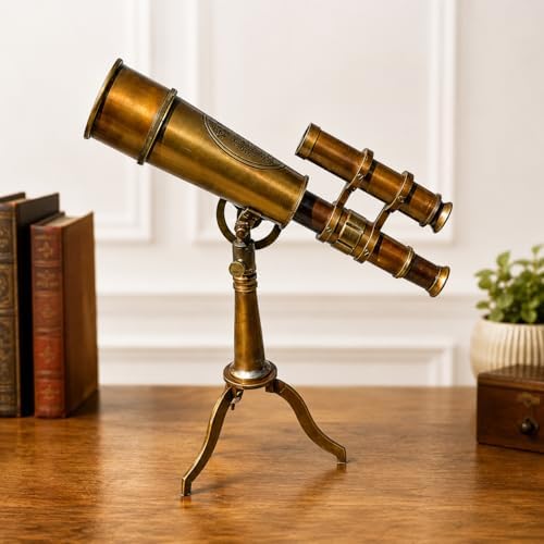 Vintage Brass Telescope with Tripod – Nautical Antique Spyglass Decor – Handmade Maritime Desk Telescope – Pirate Style Home Office Gift – Brass Collectible Display image 5
