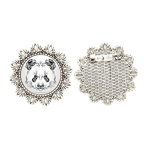 Broche de panda de plata ideal como regalo para amantes de animales