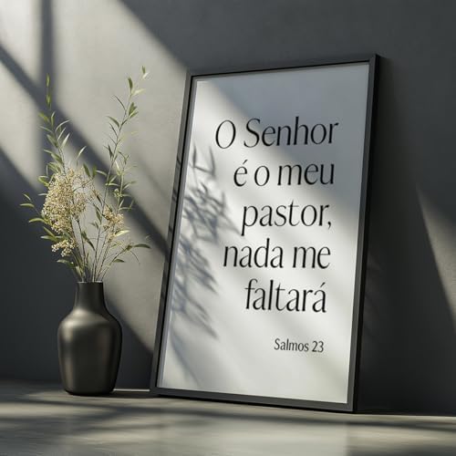 Quadro Decorativo Salmos 23 Com Moldura Frases Bíblicas Fé Deus R...