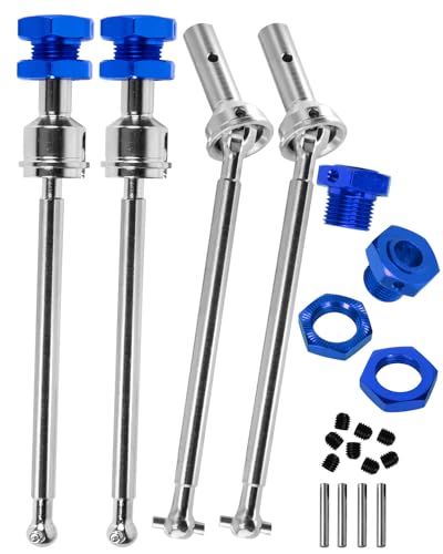 Eje de transmisión de acero plateado pulido y tuercas robustas para chasis ARRMA 6s Blx