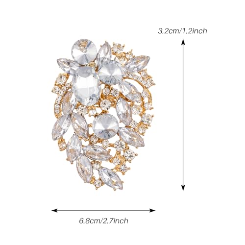 Image of SELOVO Rhinestone Statement Brooch Pin Flower Dress Accessory