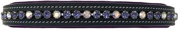 Purple Padded Leather English Bridle Browband with Purple and AB Iridescent Crystals
