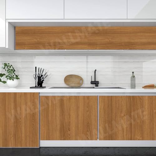 Image of WALLMATE Self Adhesive Wood Grain Wallpaper Vinyl Furniture Sticker Wood Wallpaper Kitchen Wallpaper Wooden Door Desktop Wallpapers (Texture 1, 16x75 Inch)