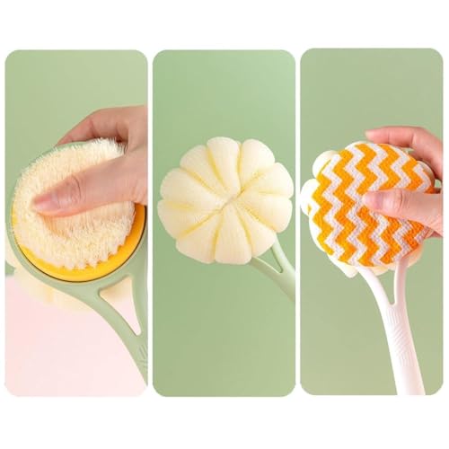 Image of Silicone Bath Brush with Long Handle - Soft Bristles Back Scrubber for Shower | Body Massage - Exfoliating Dirt Removal Brush for Men | Women (2-in-1 Brush)