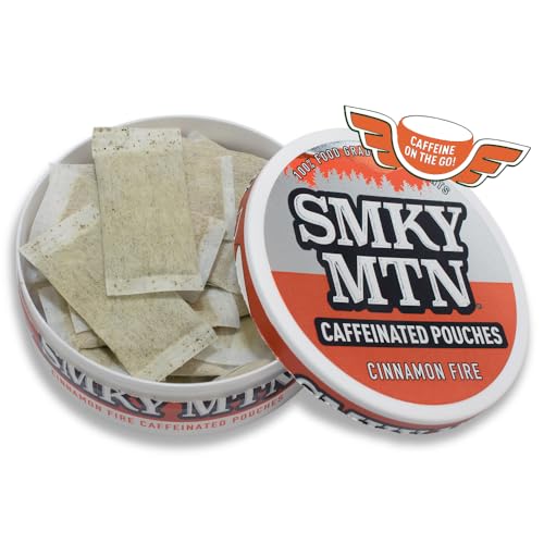 Smokey Mountain Caffeinated Pouches - Cinnamon Fire - Tobacco Free and Nicotine Free - 1 Can - 15 Pouches Per Can