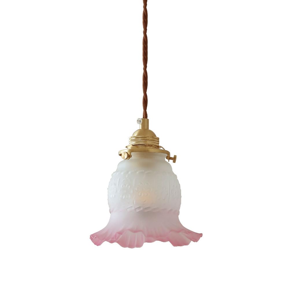 Suspension florale vintage en verre ciselé pour éclairage élégant de chambre et chevet