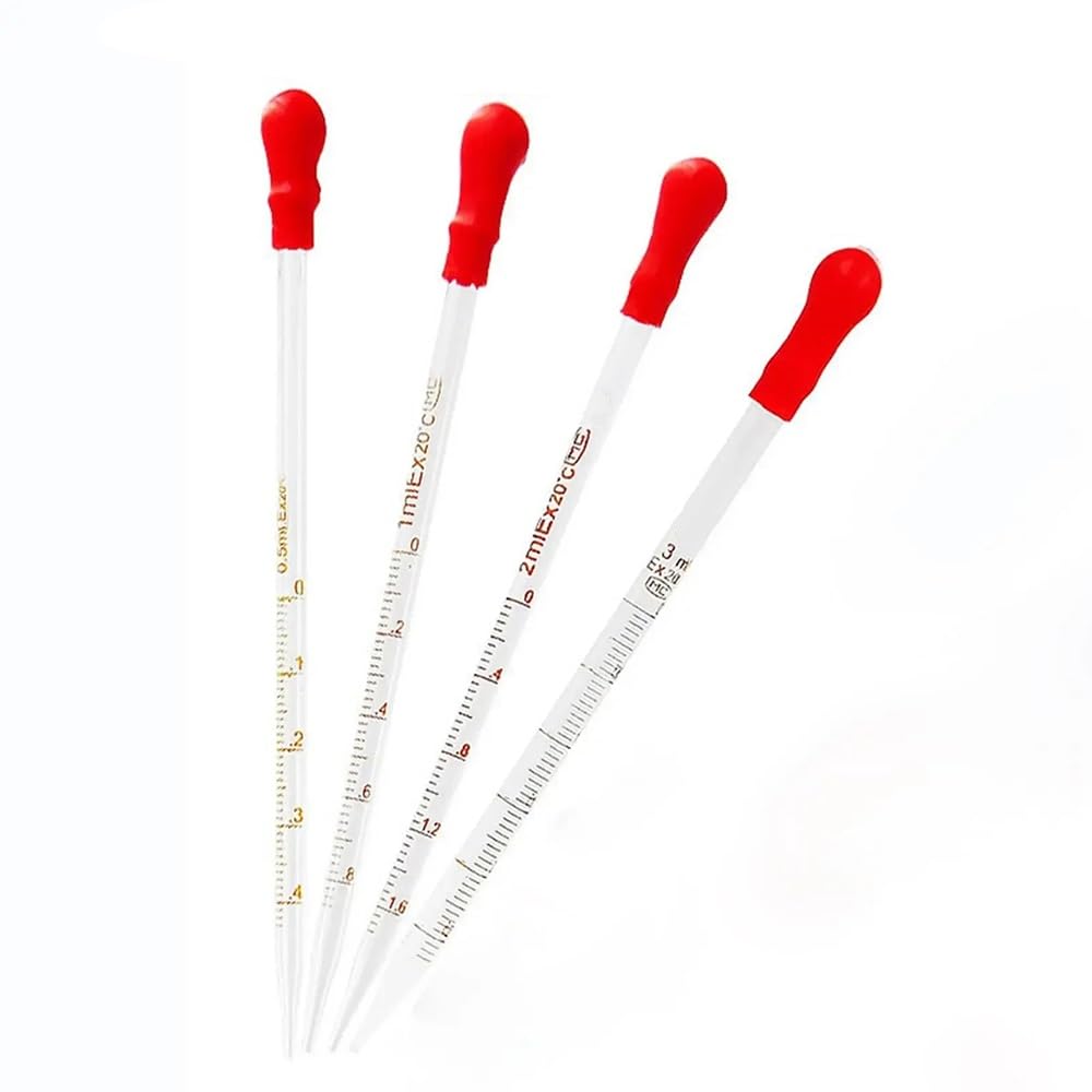 Pipeta de transferencia de vidrio, 5 uds cuentagotas de pipeta graduada vidrio 0,5-3ml 7-8mm OD 190-205mm(2ml)
