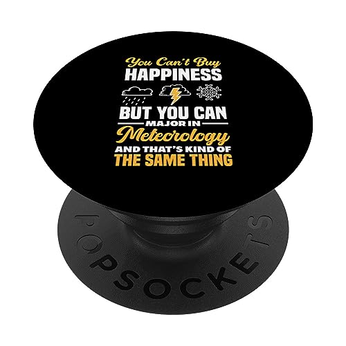 You Can't Buy Happiness But Meteorology Funny Meteorologist PopSockets Swappable PopGrip, Black
