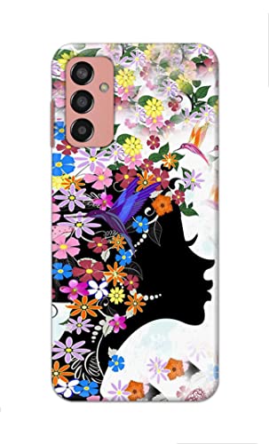 Image of Printed Hard Back Cover Case for Samsung Galaxy M13 4G Back Cover (Floral Hairstyle Girl) -1803